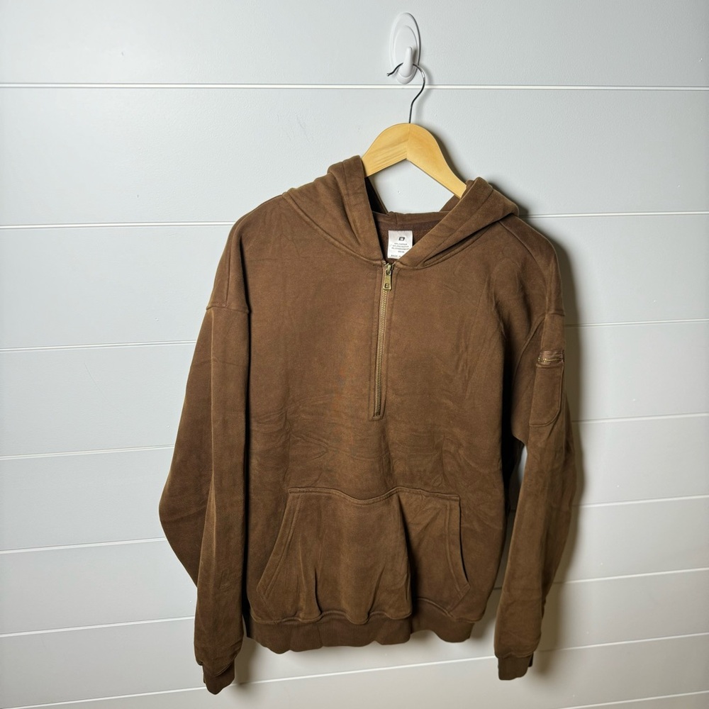 Brown Half-Zip Hoodie
